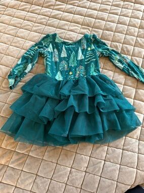 Little Sleepies Play Girls Christmas Holiday Tree Tulle Dress